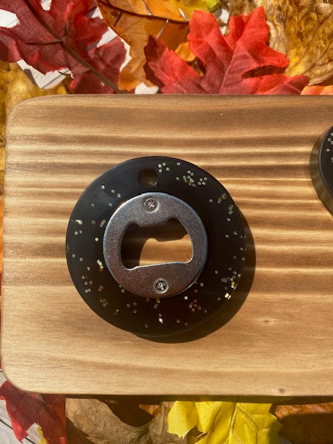 Black with Gold Glitter Resin Bottle Openers