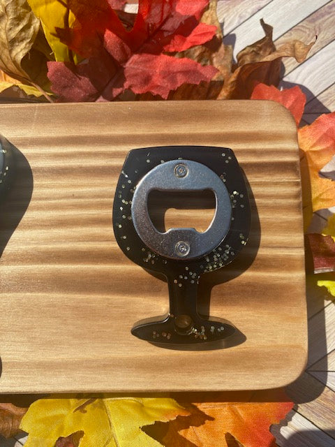 Black with Gold Glitter Resin Bottle Openers