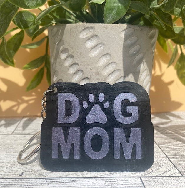 Resin Dog Mom Keychain